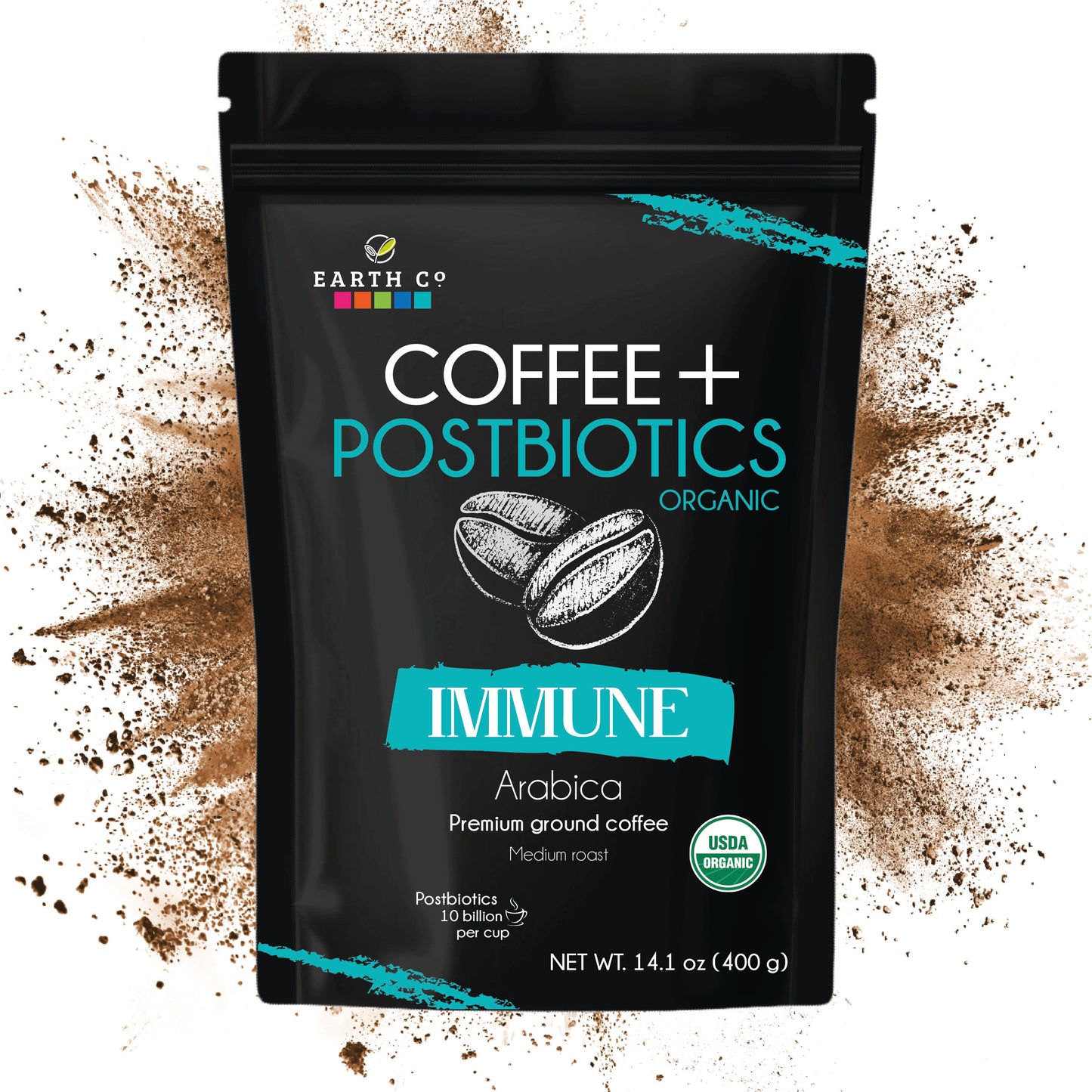 Immune: Coffee + Postbiotics / Ground Coffee (Cost / Oz $2.33) ORGANIC USDA