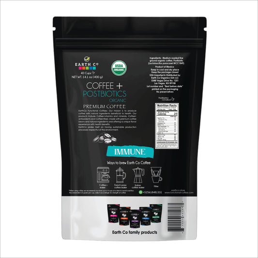 Immune: Coffee + Postbiotics / Ground Coffee (Cost / Oz $2.33) ORGANIC USDA