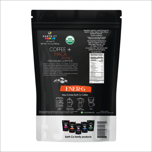 Energy: Coffee + Maca / Ground Coffee (Cost / Oz $2.33) USDA ORGANIC