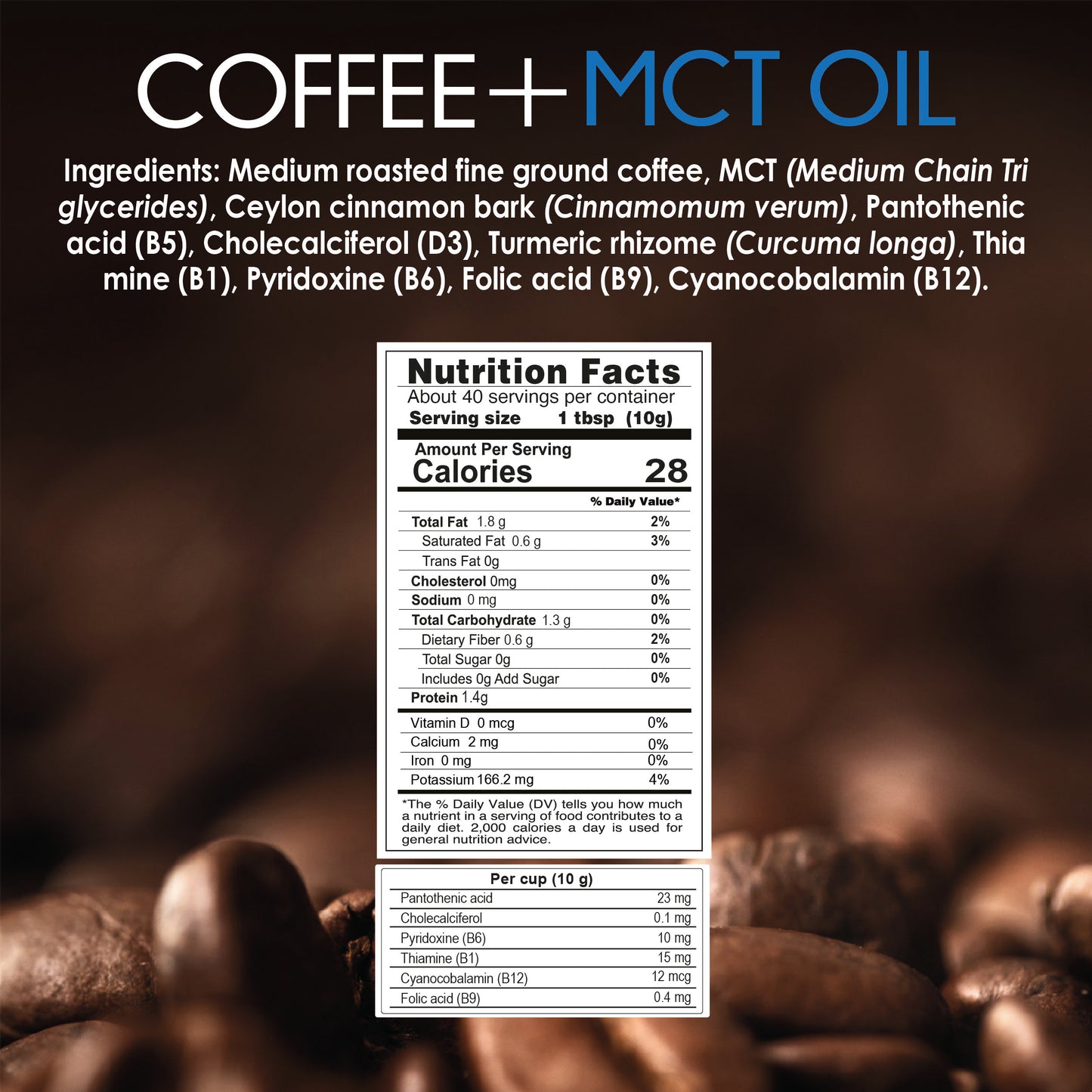 FOCUS: Coffee + MCT & TUERMERIC/ Ground Coffee (Cost / Oz $2.05) (Copy)