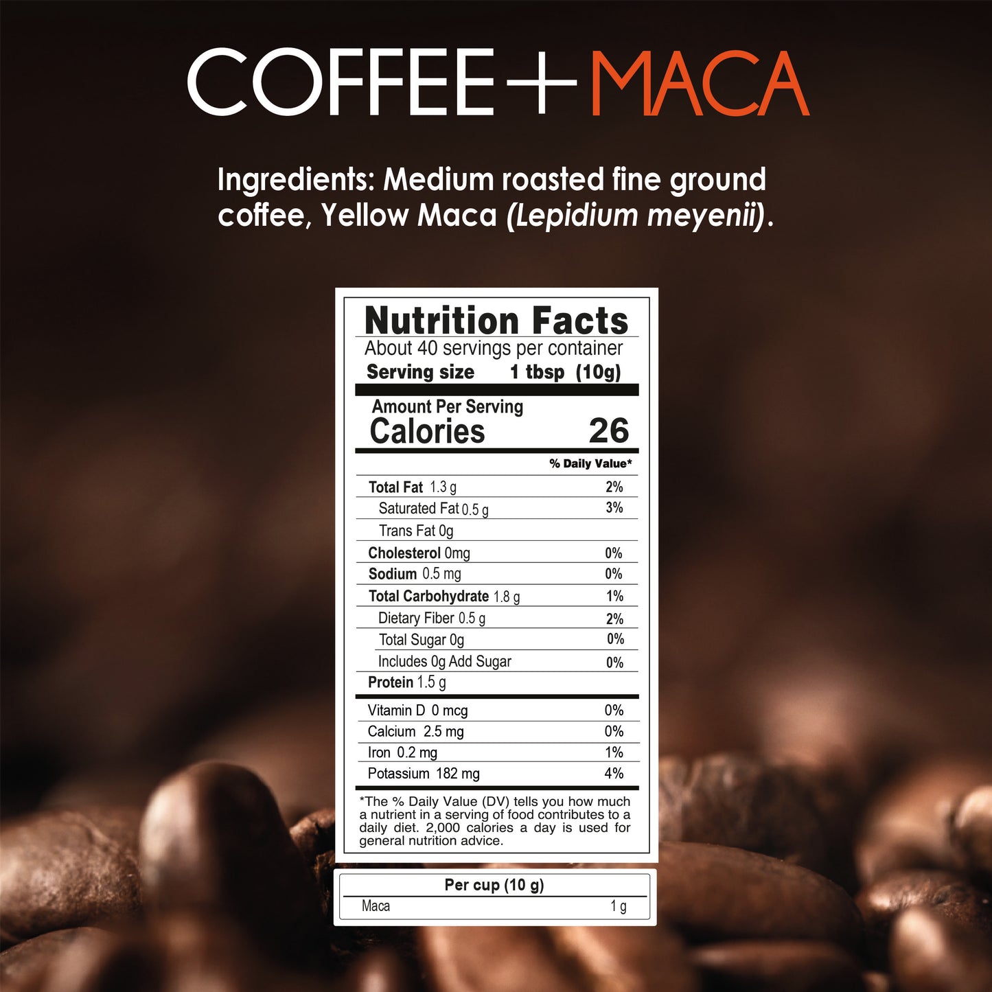 Energy: Coffee + Maca / Ground Coffee (Cost / Oz $2.05)