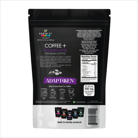 Adaptogen: Coffee + Mushroom Adaptogen / Ground Coffee (Cost / Oz $2.05)