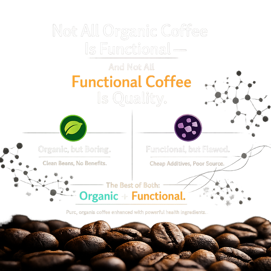 Not all organic coffee is functional — and not all functional coffee is quality