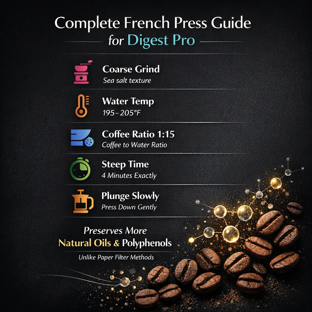 How to brew Digest Pro in a French press — step by step for maximum flavor and gut health benefits