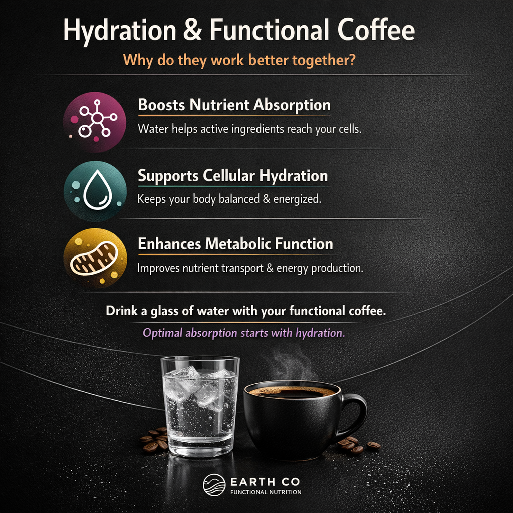 Water and functional coffee: how much hydration you need for the active ingredients to work properly