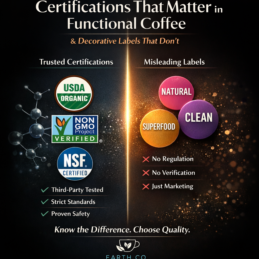 Certifications that matter in functional coffee and those that are just decorative labels