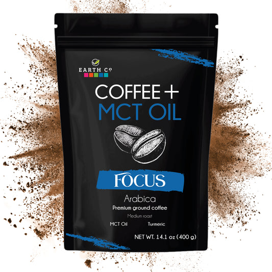 Earth Co Focus Coffee + MCT Oil — premium ground coffee with turmeric, 14.1 oz bag