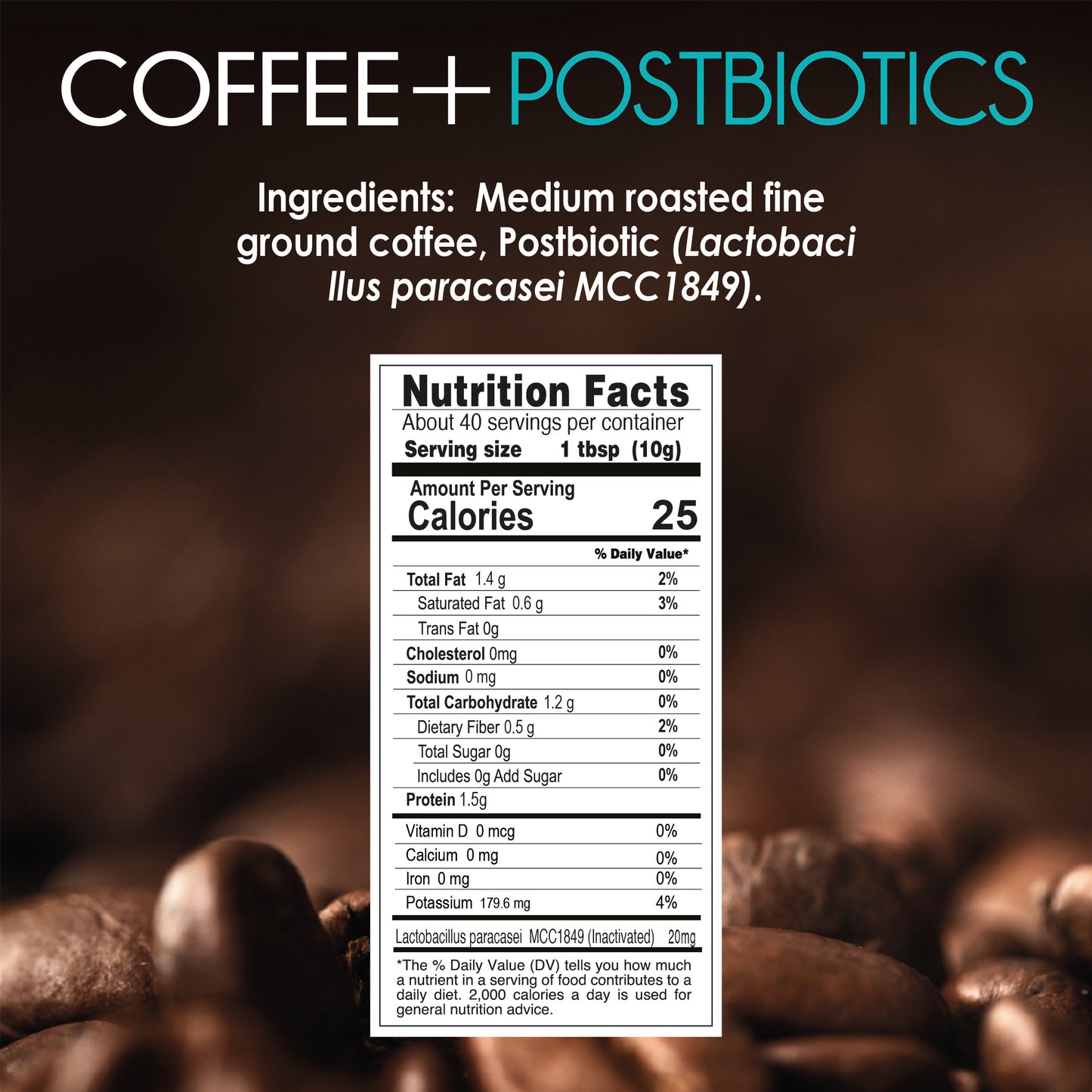 Immune: Coffee + Postbiotics / Ground Coffee (Cost / Oz $2.05)