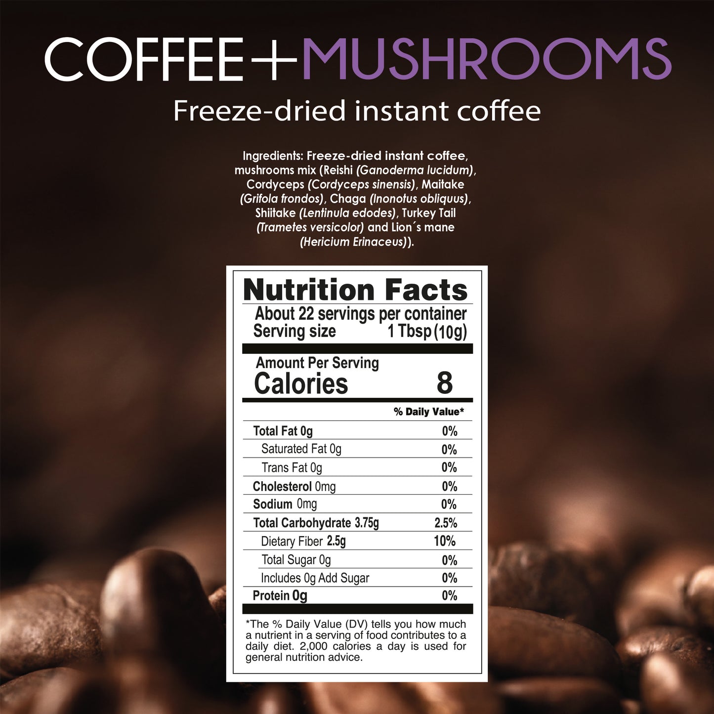 Adaptogen: Coffee + Mushroom Adaptogen / Instant Coffee (Cost / Oz $2.74)