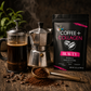 Earth Co Beauty collagen coffee brewing in a French press and Italian moka pot