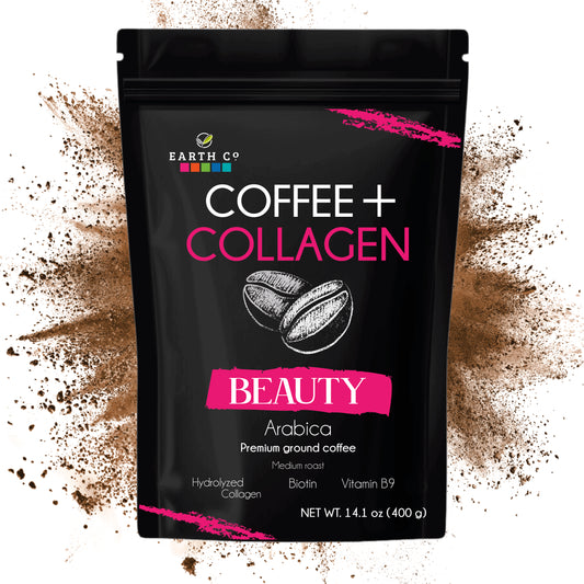 Earth Co Beauty Coffee + Collagen — ground coffee for skin, hair and nails, 14.1 oz bag